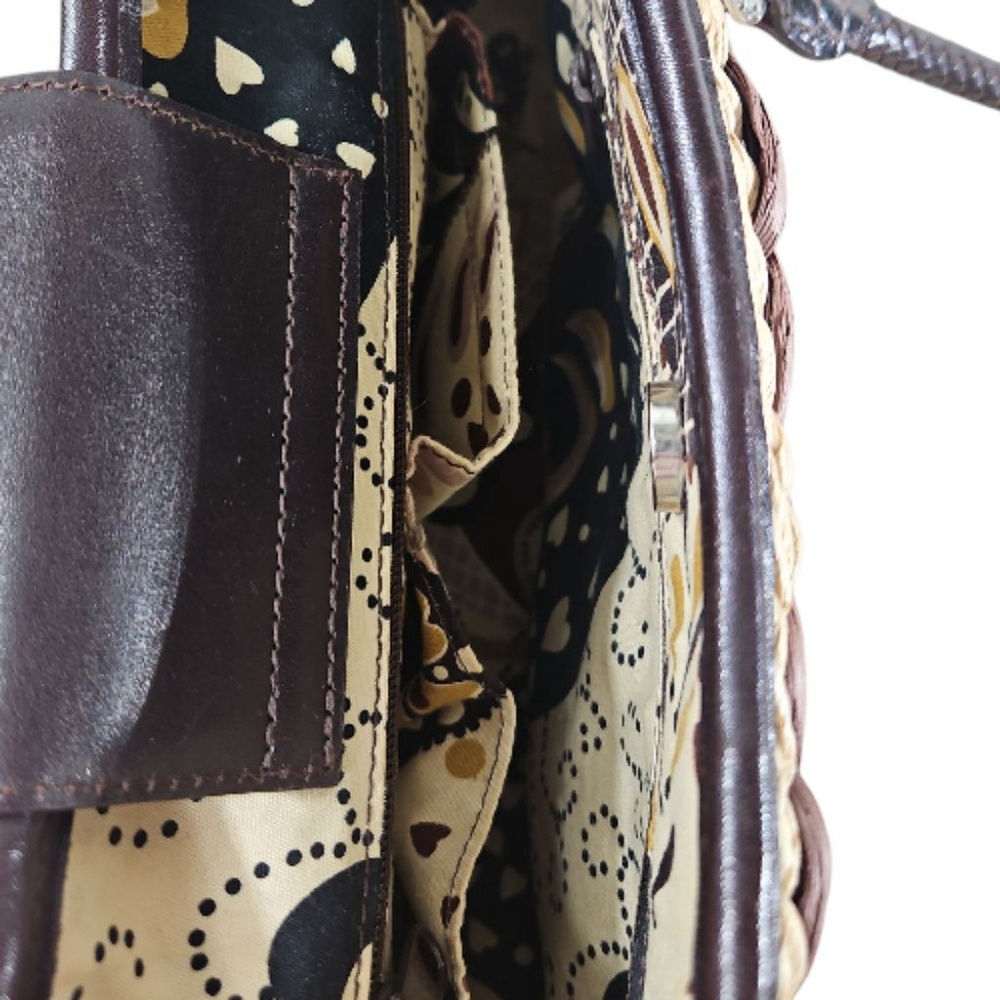 Brighton Bette Brown/Tan Woven Straw Shoulder Bag w/ Leather Straps H71048 - Picture 6 of 10